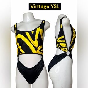VTG 80s/90s Yves Saint Laurent Cut-Out Swimsuit | Made in France | Small